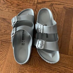 Silver Birkenstock Rubber Sandals